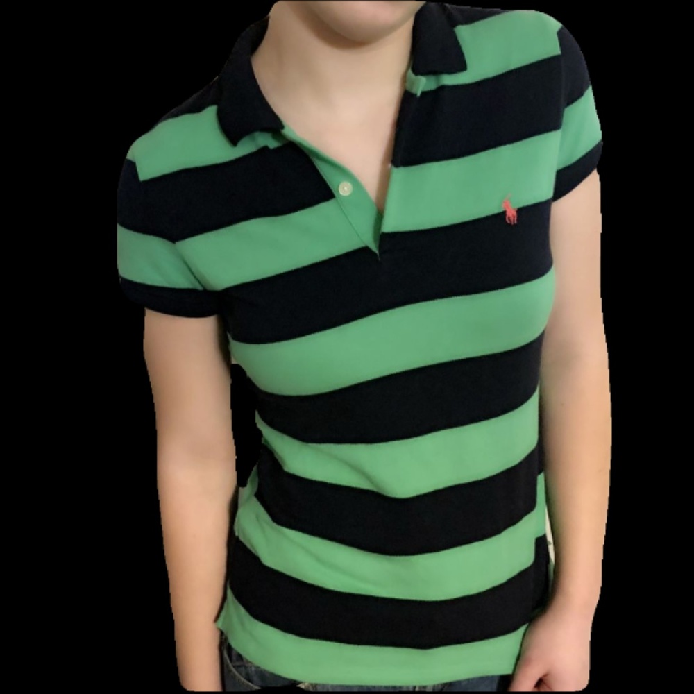 Polo Woman's Green and Navy Blue Collared Shirt